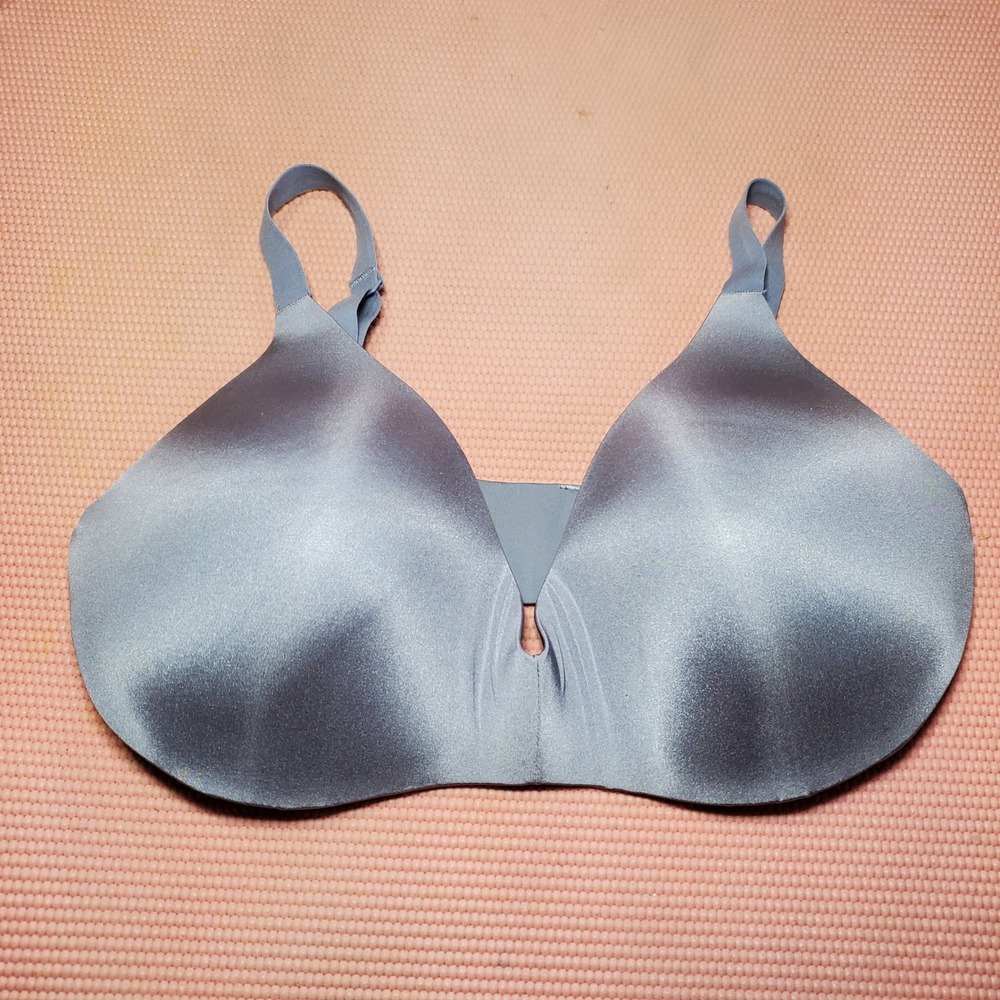 Skims Wireless Form T Shirt Bra 38DDD Gray Silver Feminine Satin Romantic